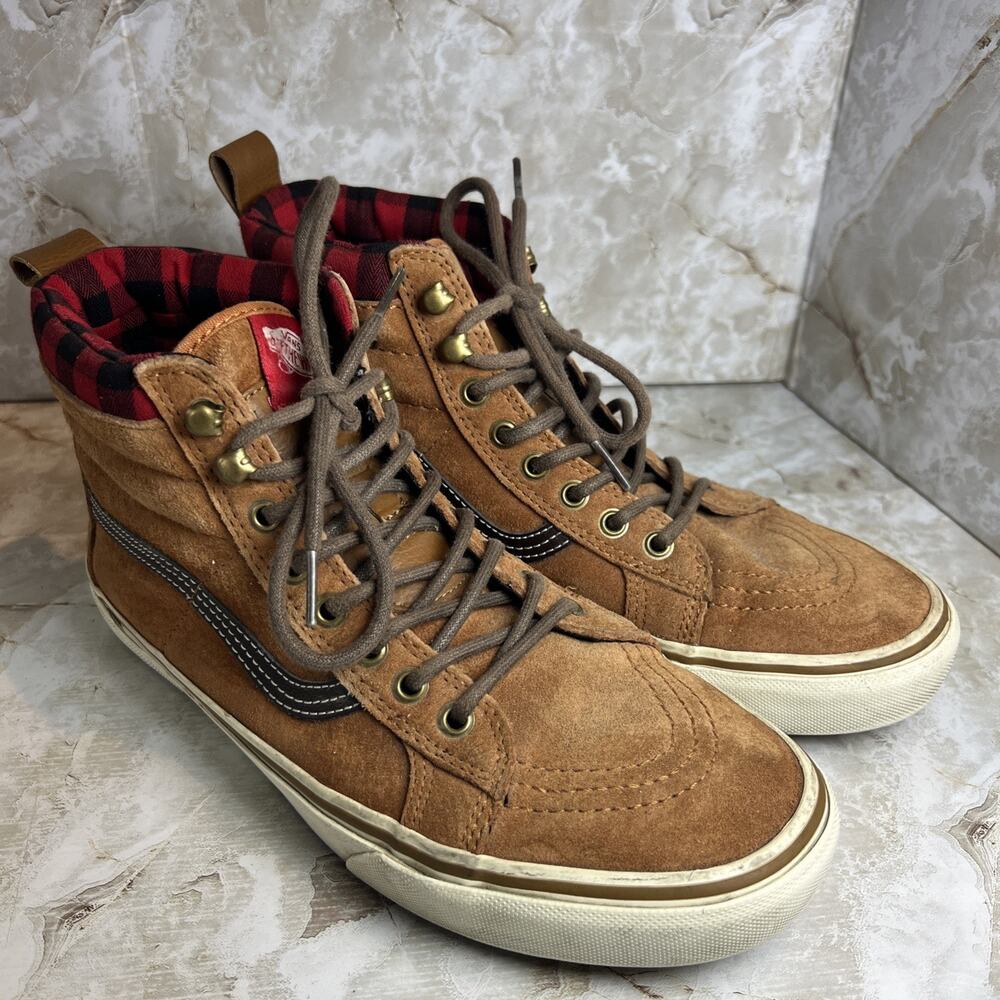 Vans Shoes Sk8 Hi Mte Glazed Ginger w/Buffalo Plaid Old Skool Mens 9 Scotchguard
